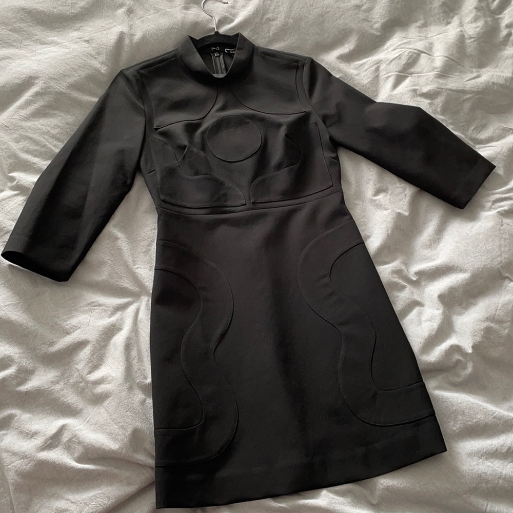 & Other Stories textured black mini shift dress